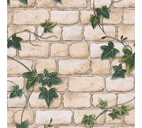 A.S. Creation Ivy Brick Effect Wallpaper 9804-34 White/Green