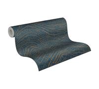 A.S. Création Jade 395074 Designer Wallpaper 3D Look Dark Blue Gold High-Quality Non-Woven Wallpaper with Metallic Effect 10.05 m x 0.53 m Made in Germany