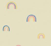 A.S. Creation Kids Studio Rainbow Sage Green Wallpaper 79259-3 | Hand Drawn Crayon Rainbow Children's Nursery Bedroom Wall Covering