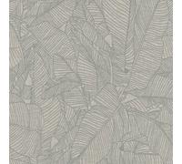 A.S. Creation Leaf Striped Faux Linen Effect Modern Textured Wallpaper in Grey A.S. Creation Grey
