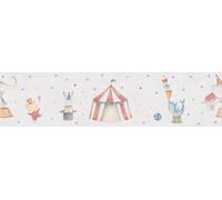 A.S. Création Lilly & Luis Non-Woven Wallpaper Circus Theme in Multicolour - 5,00 x 0,13 m Wallpaper for Kids Made in Germany - 771491