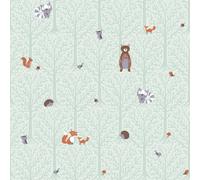 A.S. Creation Little Love Green And Brown Kids Animal Non Woven Wallpaper 10.05M X 53Cm For Children's Bedroom And Playroom Ref 381192