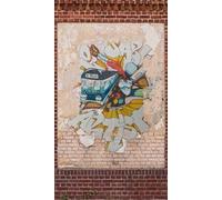 A.S. Création Livingwalls Non-Woven Wallpaper - Graffiti Wallpaper Brick in Beige, Brown and Yellow - Wall Wallpaper for Various Rooms - XXL Wall Picture 2.80 m x 1.59 m