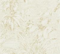 A.S. Création Livingwalls Wallpaper Beige White Jungle Wallpaper 395601 Non-Woven Wallpaper Floral with Subtle Metallic Effect in Gold 10.05 m x 0.53 m