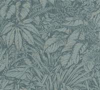 A.S. Création Livingwalls Wallpaper Blue Petrol Jungle Wallpaper 395603 Non-Woven Wallpaper Floral with Subtle Metallic Effect in Copper 10.05 m x 0.53 m Made in Germany