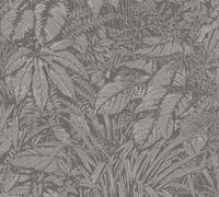 A.S. Création Livingwalls Wallpaper Grey Jungle Wallpaper 395607 Non-Woven Wallpaper Floral with Subtle Metallic Effect in Silver 10.05 m x 0.53 m Made in Germany