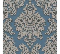 A.S. Creation Lizzy London Metallic Glitter Damask Floral Baroque Wallpaper in Teal A.S. Creation Teal