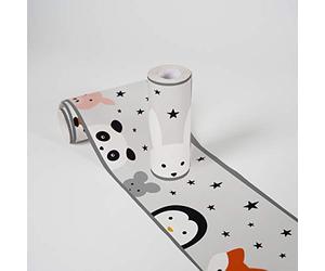 A.S. Création Lovely Kids Wallpaper Borders Self-Adhesive Wild Stars Wallpaper Borders for Kids 5.00 m x 0.155 m Grey Black White Made in Germany 403732 403732