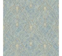 A.S. Creation Mata Hari Metallic Ornament Blue Beige Wallpaper A.S. Creation Blue