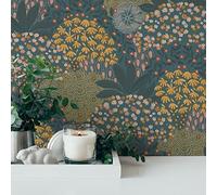 A.S. Création Nara 387404 Non-Woven Wallpaper 10.05 m x 0.53 m Made in Germany Multi-Coloured Petrol Yellow
