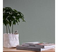 A.S. Création Nara 387446 Plain Non-Woven Wallpaper 10.05 m x 0.53 m Made in Germany Green Grey
