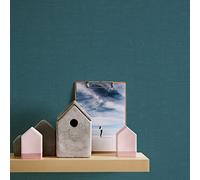 A.S. Création Nara 387459 Plain Non-Woven Wallpaper 10.05 m x 0.53 m Made in Germany Petrol Blue