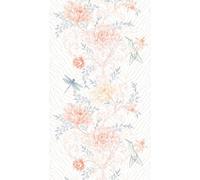 A.S. Création Non-Woven Wallpaper - 3D Wallpaper Flowers in Orange, Blue and Cream - Wall Wallpaper for Various Rooms - XXL Wall Picture 2.80 m x 1.59 m