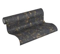 A.S. Création Non-Woven Wallpaper Blooming Wallpaper with Vintage Effect Black Gold 230782 2307-82, 10.05 m x 53 cm
