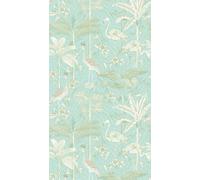 A.S. Création Non-Woven Wallpaper, Flamingo Wallpaper in White, Green and Light Blue, Wall Wallpaper for Various Rooms, XXL Wall Picture, 2.80 m x 1.59 m