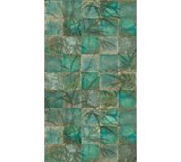 A.S. Création Non-Woven Wallpaper - Floral Wallpaper Tile Look in Green, Blue and Brown - Wall Wallpaper for Various Rooms - XXL Wall Picture 2.80 m x 1.59 m