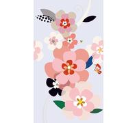 Photo Wallpaper Flowers Leaves Dots Illustration Pink White 39208-1 (5,44£/1qm)