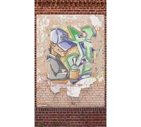 A.S. Création Non-Woven Wallpaper, Graffiti Wallpaper Brick in Beige, Brown and Green, Wall Wallpaper for Various Rooms, XXL Wall Picture, 2.80 m x 1.59 m