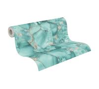 A.S. Création Non-Woven Wallpaper in Marble Look in Green, White, Gold, Metallic - Designer Wallpaper with Metallic Effect 10,05 m x 0,53 m White - 791681