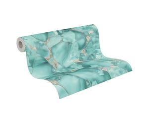 A.S. Création Non-Woven Wallpaper in Marble Look in Green, White, Gold, Metallic - Designer Wallpaper with Metallic Effect 10,05 m x 0,53 m White - 791681