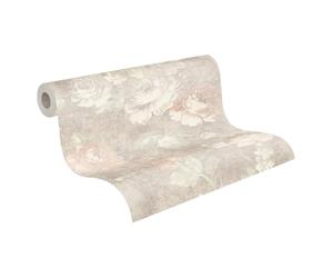 A.S. Création Non-Woven Wallpaper with Floral Design in Brown, Cream, red - 10,05 x 0,53 m Designer Wallpaper Made in Germany - 336042