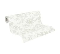 A.S. Création Non-Woven Wallpaper with Floral Design in White, Green, Grey - 10,05 x 0,53 m Designer Wallpaper Made in Germany - 395482