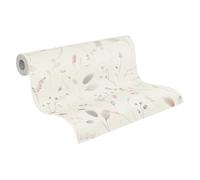 A.S. Création Non-Woven Wallpaper with Grass Motif in White, Brown, Green, Pink, Grey - Floral Wallpaper 10,05 m x 0,53 m Brown - 791703