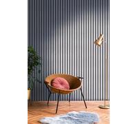 A.S. Création Non-Woven Wallpaper with Metallic Effect Wall Panel Motif 0,53 x 10,05 m - Black Grey Blue Metallic - Wood Look Wallpaper Made in Germany - 786273