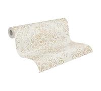 A.S. Création Non-Woven Wallpaper with Ornamental Design in Beige, Brown, Metallic - Baroque Wallpaper with Damask Pattern 10,05 m x 0,53 m - 339244