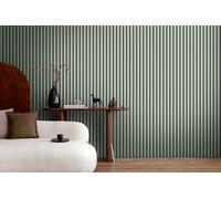 A.S. Création Non-Woven Wallpaper with Wall Panel Motif 0,53 x 10,05 m - Green Light Green Black - Wood Look Wallpaper Made in Germany - 786282