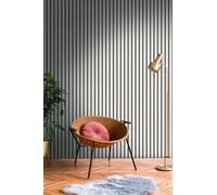 A.S. Création Non-Woven Wallpaper with Wall Panel Motif with Metallic Effect 0,53 x 10,05 m - Black Silver Metallic - Wood Look Wallpaper Made in Germany - 786271