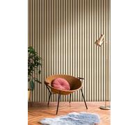 Livingwalls Non-Woven Wallpaper 786272 – Wall Panel Motif, Black Gold Metallic Wood Look