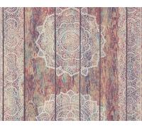 A.S. Creation Paisley Print Textured Floral Non-Woven Faux Wood Panel Wallpaper A.S. Creation Multicolor