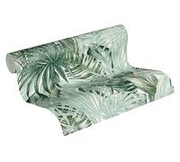 A.S. Création Palm Wallpaper Greenery Non-Woven Wallpaper 10.05 m x 0.53 m Green White Made in Germany 368201 36820-1