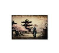 A.S. Création Pogoda Asia Vintage Canvas Picture Beige Blue 90 x 60 cm DD133154