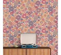 A.S. Création Retro 70's Daisy Floral Wallpaper Red/Blue/Orange/Yellow/Cream Retro Chic 395354 8.50m x 0.53m Paste The Wall