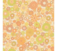 AS Creation Retro Floral Pattern Lime Green Orange Wallpaper