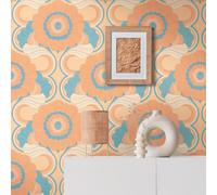 AS Creation Retro Floral Chic Beige Turquoise Wallpaper