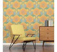 A.S. Création Retro 70's Floral Trail Wallpaper Blue/Yellow/Green/Orange/Brown Retro Chic 395301 8.50m x 0.53m Paste The Wall