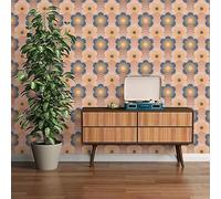 A.S. Création Retro 70's Floral Wave Wallpaper Beige/Brown/Blue/Yellow/Orange Retro Chic 395392 8.50m x 0.53m Paste The Wall
