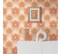 Livingwalls Wallpaper Retro 70's Floral Wave 395393 Brown/Orange/Yellow/Cream 8.50x0.53m