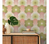 A.S. Création Retro 70's Floral Wave Wallpaper Pink/Green/Cream Retro Chic 395391 8.50m x 0.53m Paste The Wall