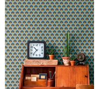 A.S. Création Retro 70's Infinity Wallpaper Blue/Brown/Yellow/Cream/Light Blue Retro Chic 395383 8.50m x 0.53m Paste The Wall