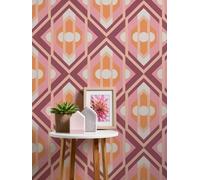 A.S. Création Retro 70's Large Diamond Wallpaper Orange/Pink/White/Purple/Cream Retro Chic 395311 8.50m x 0.53m Paste The Wall