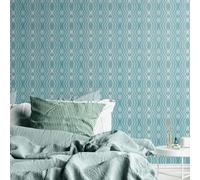 A.S. Création Retro 70's Oval Wallpaper Blue/Cream/White/Light Blue Retro Chic 395342 8.50m x 0.53m Paste The Wall