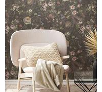 A.S. Création Romantic Flower Wallpaper Black - Non-Woven Wallpaper 386361 - 10.05 m x 0.53 m - Made in Germany