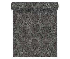 A.S. Création Secret Garden 336078 33607-8 Non-Woven Wallpaper with Ornaments, Baroque, 10.05 m x 0.53 m, Grey Metallic Black Made in Germany