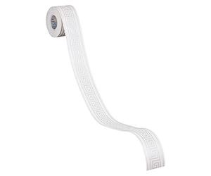 A.S. Création Self-Adhesive Border Stick Ups Border Meander 5.00 m x 4 cm Metallic White Made in Germany 895912 8959-12
