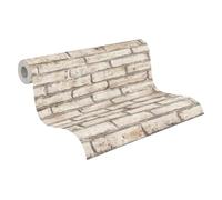 A.S. Création Stone Photo Wallpaper - Beige, Cream, Grey - 10.05m x 0.53m | Natural stone look as accent wall - matte textured wallpaper, seamless and removable without leaving a trace - for living