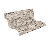 Livingwalls Non-Woven Wallpaper Wall Stone 38816-1 - Metallic Beige Brown Silver